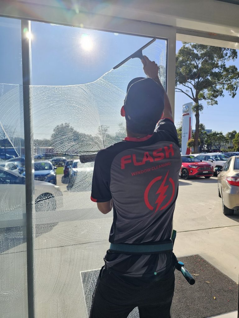 Photo of flash window cleaning and property services franchisee immaculately cleaning windows and cleaning the home of a property in Albury/Wodonga areas